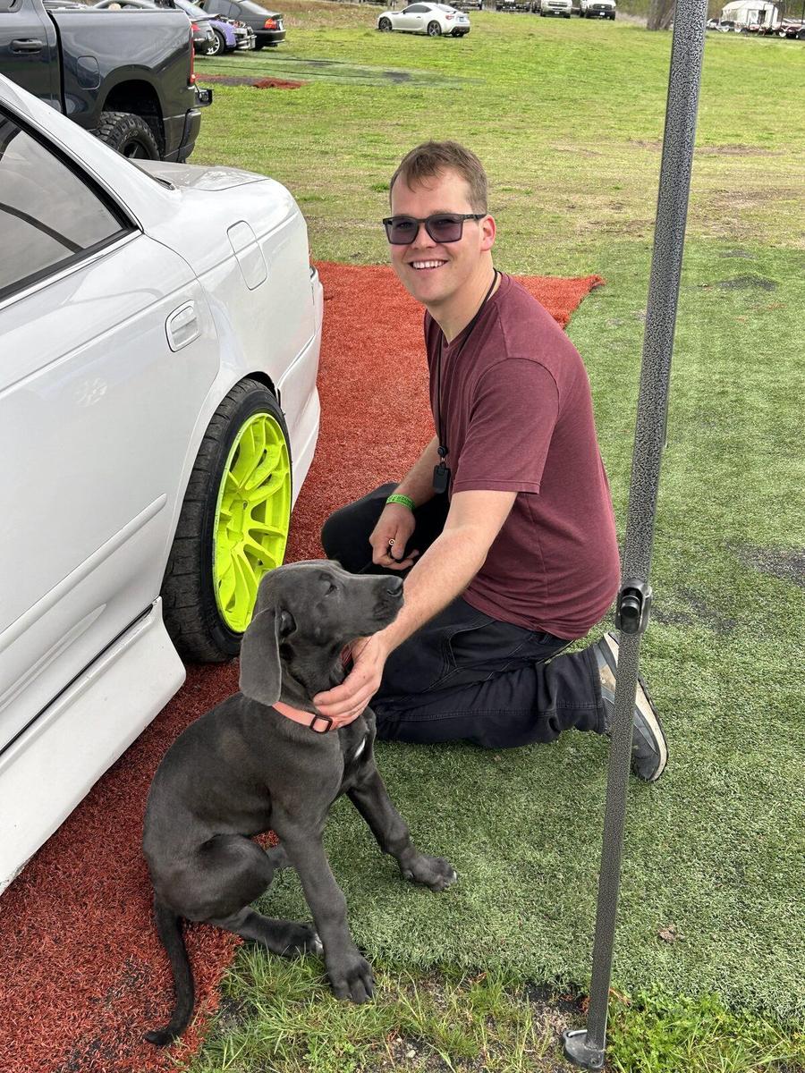 At a drift event with my new puppy and my project car